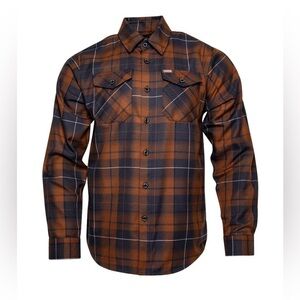 NWT Dixxon Boroughs NYC New York City Brown Blue Plaid Flannel Shirt